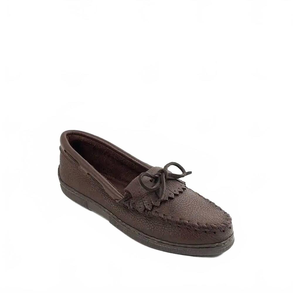 NEW MINNETONKA women's moosehide kilty shoes in chocolate